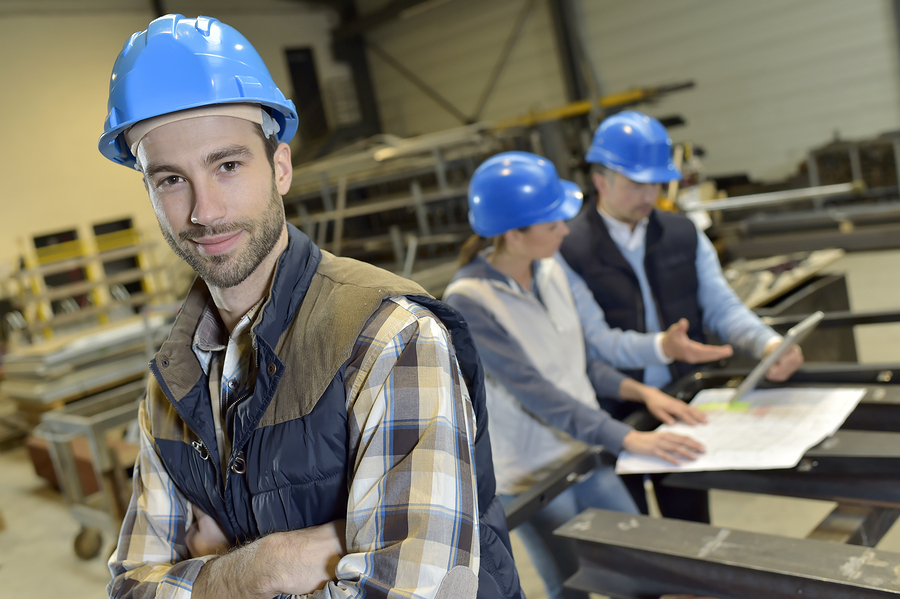 Portrait-of-cheerful-industrial workers